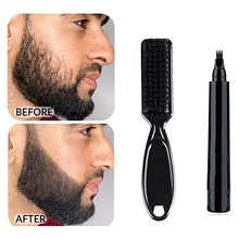 Filler barba nera,Matita riempire la barba,Penna riempire la barba,Penna riempire la barba a 4 punte impermeabile uomo Pennello morbido il viso Basetta baffi Forma riparazione Penna la ricrescita