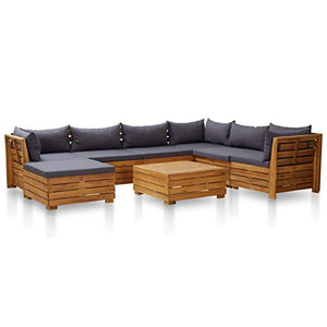 Tidyard Set Divani Giardino 8 pz con Cuscini Legno Acacia Grigio Scuro,Set Divano da Giardino,Divano da Giardino,per Esterno, Balcone, Giardino