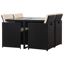 Fesjoy Set da Pranzo in Sintetico per Giardino in Rattan Rota PE Outdoors 1 Tavolo 4 sedie e 8 Cuscini
