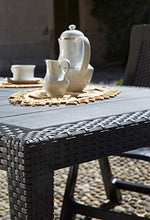 DMORA 8052773492348 Tavolo Rettangolare da Esterno, Struttura in Resina Dura, Rattan, 150 x 90 x 72 cm, Antracite