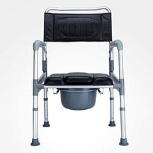 Commode Chair - 3 in 1 Alluminio Pieghevole Portatile Servizi igienici di Sicurezza del Telaio Bagno Doccia Sedile for Anziani Adulti disabili Anziani, Altezza Regolabile