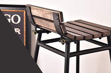 JT- Sedia da bar in ferro battuto con schienale in legno massello per esterni, resistente e stabile (colore A, dimensioni: altezza 90 cm)