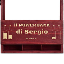 Murrano Portabottiglie per Birra in legno - incisione personalizzata - 6 bottiglie standard - regalo San Valentino - Perfetto per ogni uomo amante della Birra - POWERBANK