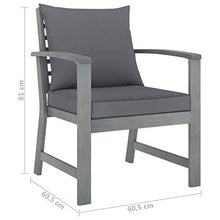 Tidyard Set 5pz da Pranzo da Giardino con Cuscini, Tavolo Sedie da Giardino, Set Mobili da Giardino in Legno massello di Acacia,Set Tavolo e Sedie da Esterno,Colore Cuscino Grigio Scuro