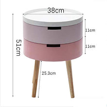 Comodino,Tavolino Laterale Tavolino Didascalico D'estremità Rustico, Comodino Tavolino da Tavola Rotonda con Tavola Rotonda con 2 Deposito per Soggiorno, Camera da Letto (Color : Pink)