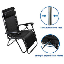 Todeco Sdraio per Giardino, Sedia Pieghevole A gravità Zero, 165 x 112 x 65 cm, Nero, Textilene, con Cuscino, Carico Massimo: 100 kg, Materiale: Acciaio