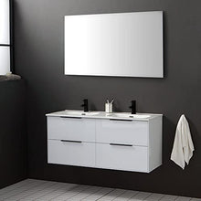 Kiamami Valentina Mobile Bagno SOSPESO 120CM Bianco Lucido con Maniglia Nero Opaco | Parigi
