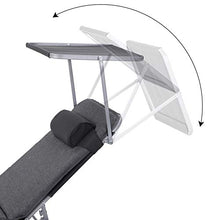 SONGMICS Lettino Prendisole, Sdraio Pieghevole, Materassino di 3 cm, Poggiatesta Parasole Schienale Regolabile, 53 x 193 x 29,5 cm, Max Portata 150 kg, Giardino Balcone Terrazzo, Grigio Scuro GCB19UM