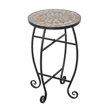 Outsunny Tavolino da Giardino, Tavolo da Esterno in Metallo Nero e Ceramica, Verde e Arancione Ф36 x 58cm