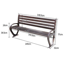 Panchina Terrazza Parco Panche per Tempo Libero All'aperto, Panca da Giardino in Metallo Resistente Intemperie, Panca 2-3 Posti Con Schienale Braccioli, Panchine Decorative Prato per Cortili Portici