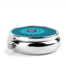 Scatola rotonda per medicina portatile, mini pillole in metallo, dispenser per pillole tascabili, borsa da viaggio, con mandala
