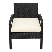 Pectt Set di mobili da giardino per esterni, 3 pezzi, sedie in vimini di rattan con tavolino e cuscini spessi, set da bistrò moderno per cortile, portico, balcone