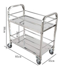 YIN YIN Carrello per ripiani Scaffale - Carrelli per la tavola di raccolta Carrello multifunzione per la consegna di alimenti in acciaio inossidabile con 2 piani Carrello a rulli ( Size : 85*45*90cm )