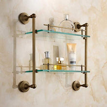 HYYDP Parete Porta Salviette Creativo Vintage Bagno in Ottone a Parete con Doppi vetri Rack Bagno Cosmetici Ciondolo Hardware Rack