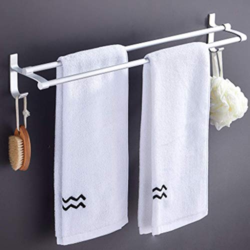 DYR Portasciugamani，Portasciugamani a Parete portasciugamani Asta Doppia con Gancio Punzonatura Gratuita Spazio Bagno Alluminio, per Cucina Bagno Bagno Ufficio Hotel 40 cm
