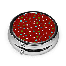 Holiday Dots - Contenitore rotondo per pillole con 3 scomparti, in metallo, per medicina e vitamine, per viaggi all'aperto