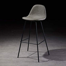 LWW Sgabelli, Pelle casa moderna minimalista Pu Sgabelli poggiapiedi, sedie da bar Sgabelli con schienale alto e nero metallico, cucina Bar contatore Altezza sgabello,Grigio chiaro,45x43x65cm