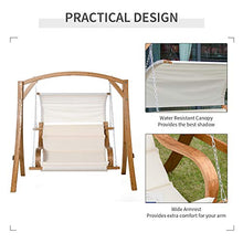 giordano shop Dondolo 2 Posti da Giardino 190x130x192 cm in Legno Sedile Imbottito Bianco Crema