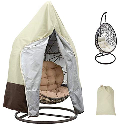 HSGAV Copertura della Sedia Dondolo Copertura Sedia Dondolo Giardino Sospesa con Cerniera 210D Oxford Impermeabile Protezione Antipolvere per Sedia Giardino,Beige+Brown,232x203cm
