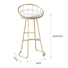 Sgabello da bar moderno Tavolo da cucina Sgabelli da bar Sgabello da bar Bancone Sedia da pranzo con schienale su gambe in metallo con poggiapiedi Sgabelli alti imbottiti morbidi 45/65/75 cm Carico ma