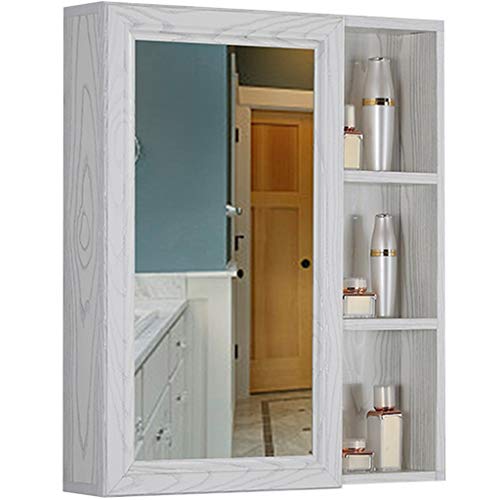 Armadietto A Specchio Pensile A Muro per Bagno in Alluminio Space Armadietto Portaoggetti A Specchio con Mensola A Mensola Aperta Specchio per Il Trucco HD (Color : Bianca, Size : 80 * 70 * 12.5cm)