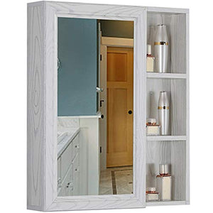 Armadietto A Specchio Pensile A Muro per Bagno in Alluminio Space Armadietto Portaoggetti A Specchio con Mensola A Mensola Aperta Specchio per Il Trucco HD (Color : Bianca, Size : 80 * 70 * 12.5cm)