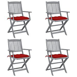 vidaXL Sedie da Giardino Pieghevoli 4pz con Cuscini in Massello Acacia