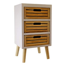 EliteKoopers - Cassettiera a 3 cassetti, colore: Bianco con cassetti in legno naturale con gambe rimovibili.