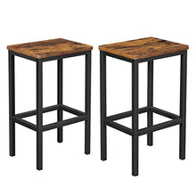 VASAGLE Set di 2 Sgabelli da Bar, Sedie da Pranzo Alte, per Cucina, Sala da Pranzo, Soggiorno, Stile Industriale, Marrone Vintage e Nero LBC65X
