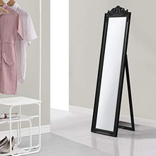 [en.casa] Specchio da Appoggio/Terra/Pavimento a Figura Intera Forma Rettangolare con Inclinazione Regolabile 160 x 40 cm Cornice in Eucalipto Stile Barocco - Nero