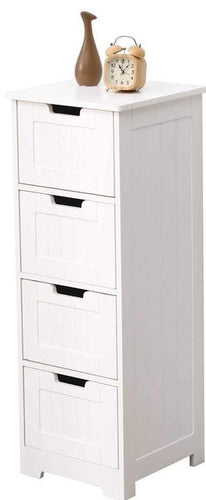 Mobile Bagno Salvaspazio Cassettiera Bagno Cucina Ingresso Soggiorno 4 Cassetti Legno Mdf 30x30x81 Bianco Mobiletto Bagno Armadietto, Mobile cucina, mobiletto bagno salvaspazio, mobili bagno
