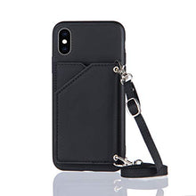 Lanyard - Custodia a portafoglio per iPhone X/Xs, colore: Nero