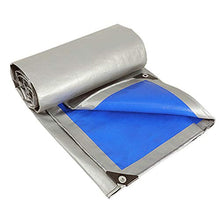 BORNET Telone in PE Ispessito Panno Antipioggia Isolante Termico Bifacciale Impermeabile per Esterni Tendalino Parasole E Telone Antipioggia in Plastica per Camion Telo Tenda Blu Argento,2x5m