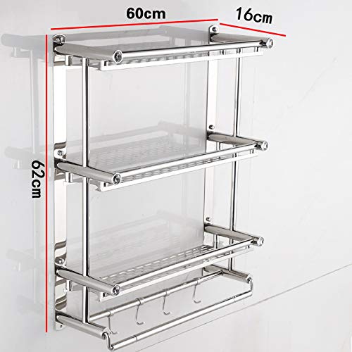 MBYW Portasciugamani Portasciugamani da Bagno Hardware Ciondolo portasciugamani Bagno a Due Strati in Acciaio Inox Porta Asciugamani mensola portasciugamani Hardware, Tre Strati 60 cm