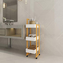 DHR- 3 tier Piccolo rotolamento carrello con ruote, Carrello for Organizzatore di stoccaggio Rack for casa e ufficio, assemblea facile, bambù, 31 "H x 15" L x 7.8" W cassetti ristorazione trolley baga
