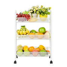 LYM &ripiano di stoccaggio Mensole da Cucina, mensole Multifunzione Rimovibili da Terra con Ripiani for Uso Domestico su Ruote -3 Strati Scaffale di Finitura