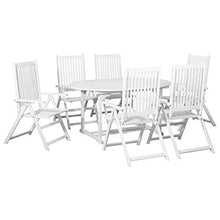 vidaXL Set Pranzo per Esterni 7 pz Legno Bianco con Tavolo Estensibile e Sedie