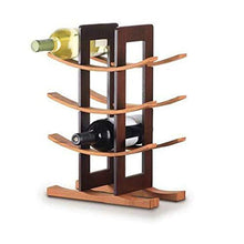 12 Bottle Bamboo Wine Rack Free Standing Wine Holder Wooden Wine Storage Modern Design Carrier 30 x 16 x 42 cm