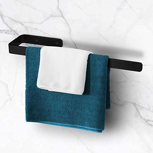 TradeNX - Portasciugamani senza Foratura, Supporto Adesivo per Asciugamani da Bagno e Cucina, Montaggio Flessibile senza Fori o Avvitabile, Acciaio Inox, Colore Nero