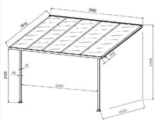 Pergola a muro per veranda struttura in alluminio 303 x 295 x 305 CM