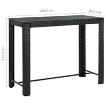 FAMIROSA Tavolo Bar da Giardino Nero 140,5x60,5x110,5 cm Polyrattan