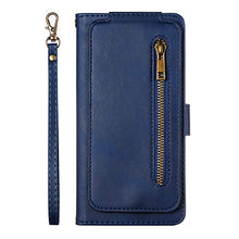 Miagon Cerniera Portafoglio Custodia per Samsung Galaxy A7 2018,Pelle Cover Flip Custodia Antiurto con 9 Slot per Schede Cinturino da Polso Kickstand,Blu