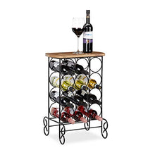 Relaxdays Scaffale per 12 Bottiglie di Vino 2in1 Cantinetta & Mobile HLP 64x46x37 cm, Metallo e Legno di Mango, Naturale