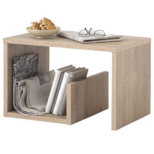 BAKAJI Tavolino da caffè Laterale Divano con Ripiano Libreria Portariviste Design Moderno Arredamento Casa Soggiorno Dimensione 59 x 36 x 38 cm (Quercia) - Arredi Casa