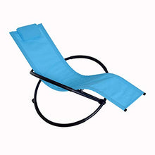 miozzi Sedia a Dondolo Moderna da Giardino in Textilene Blu 154x80x84 cm