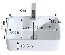 Eridanus Serie Rufus-02, Lavabo di Ceramica Bianco Lusso Lavandino Lavello Lavamano Lavabo da Appoggio Rettangolare Quadrato Bacinella Lavandino Lavello per Bagno Casa Bidet Lavabo