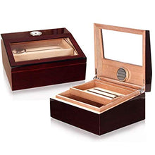 ZLMMY Legno Stash Box w/Storage - Caso Humidor Cigar, Humidor Cigar Box con igrometro e umidificatore, Rivestito Cedro portasigari Tenere 25 Cigars