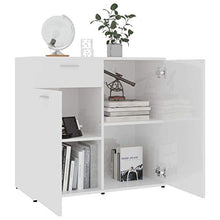 XHCP Credenza, Comodino, Comodino, cassettiera per la casa Soggiorno Camera da Letto Bianco Lucido 80x36x75 cm truciolare