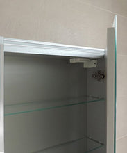 Specchiera specchio bagno pensile contenitore 2 ante, fascia led, cm.67x70x15