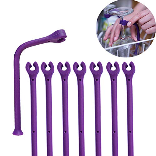 YouU - Supporto per bicchieri da vino, in silicone, per lavastoviglie, 8 pezzi, colore: lilla